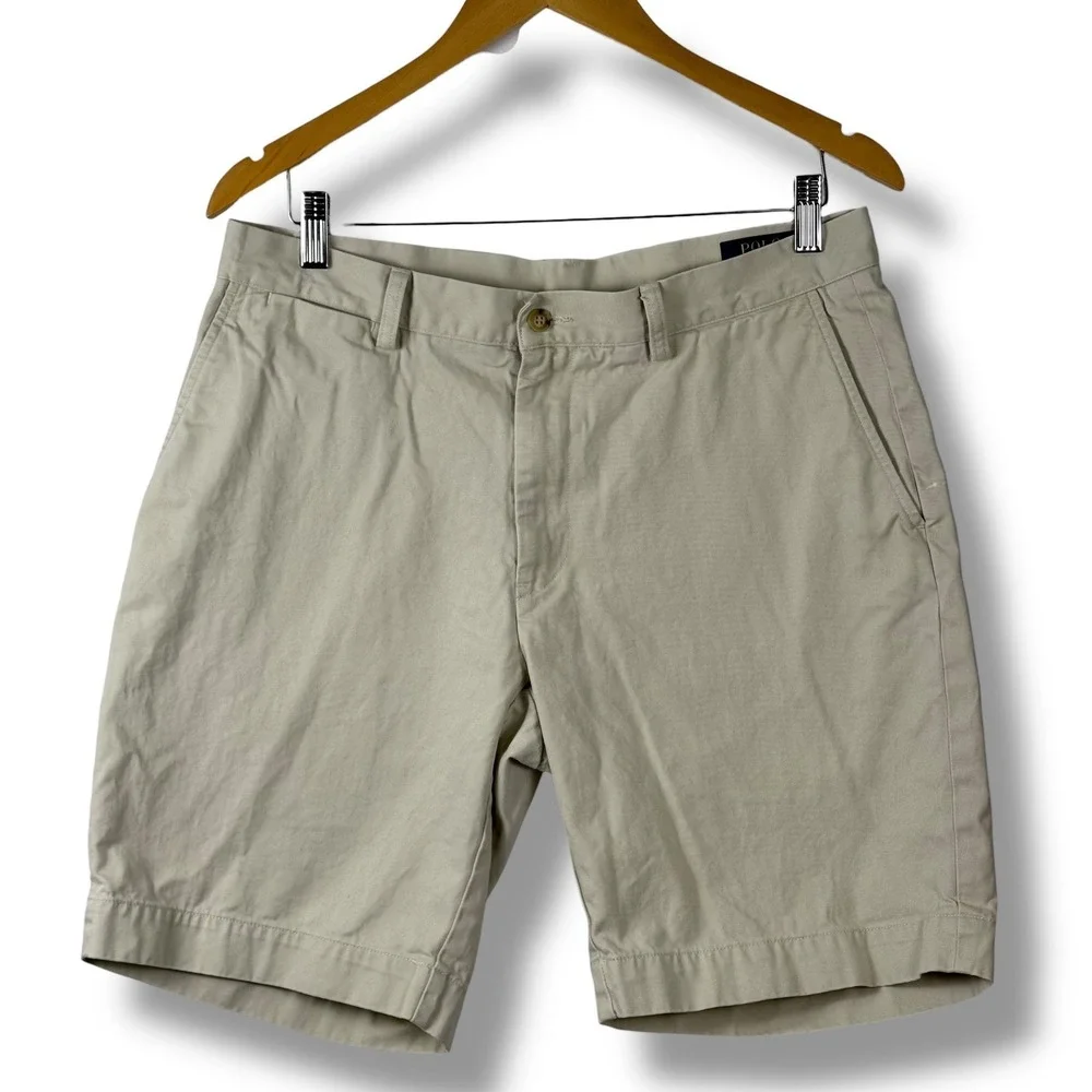 Polo Ralph Lauren Shorts Mens 32 Khaki Classic Fit‎ 9 Cotton Chino Beige Prep